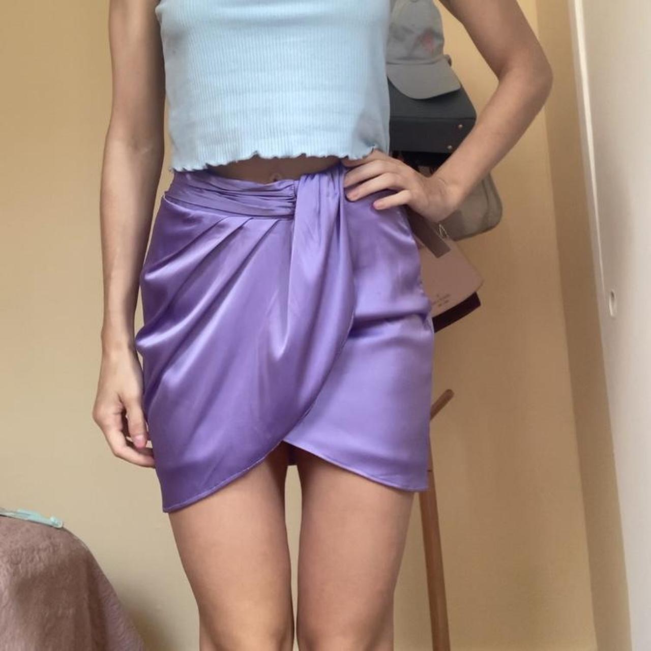 Lilac satin mini outlet skirt