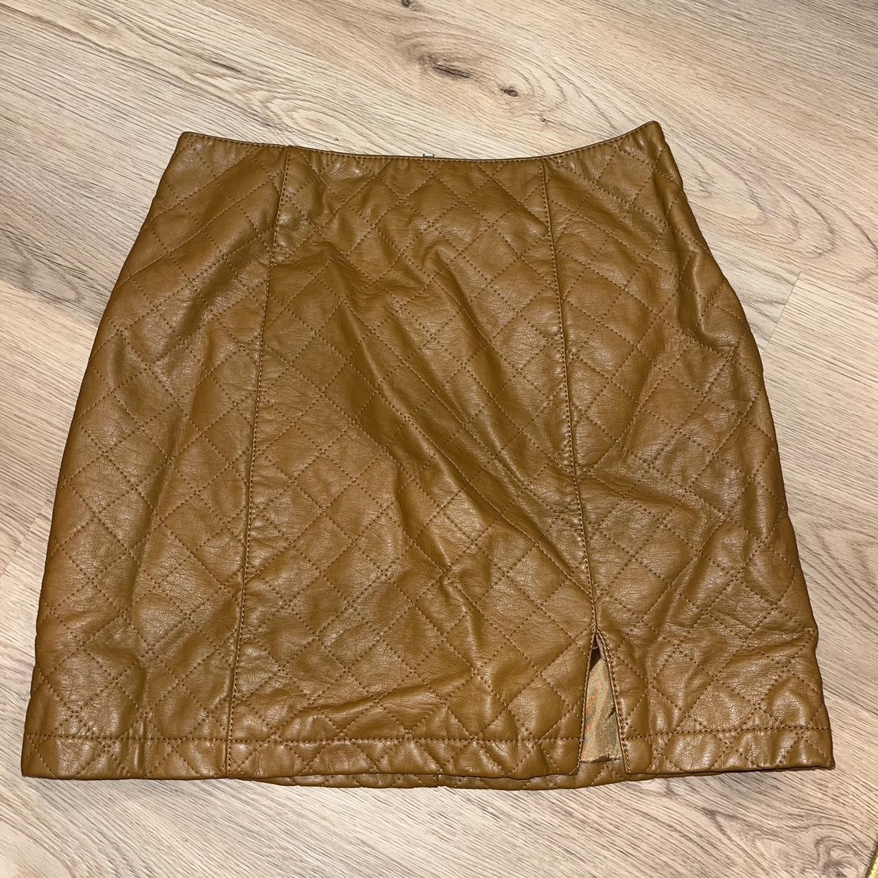 brown leather skirt quilt