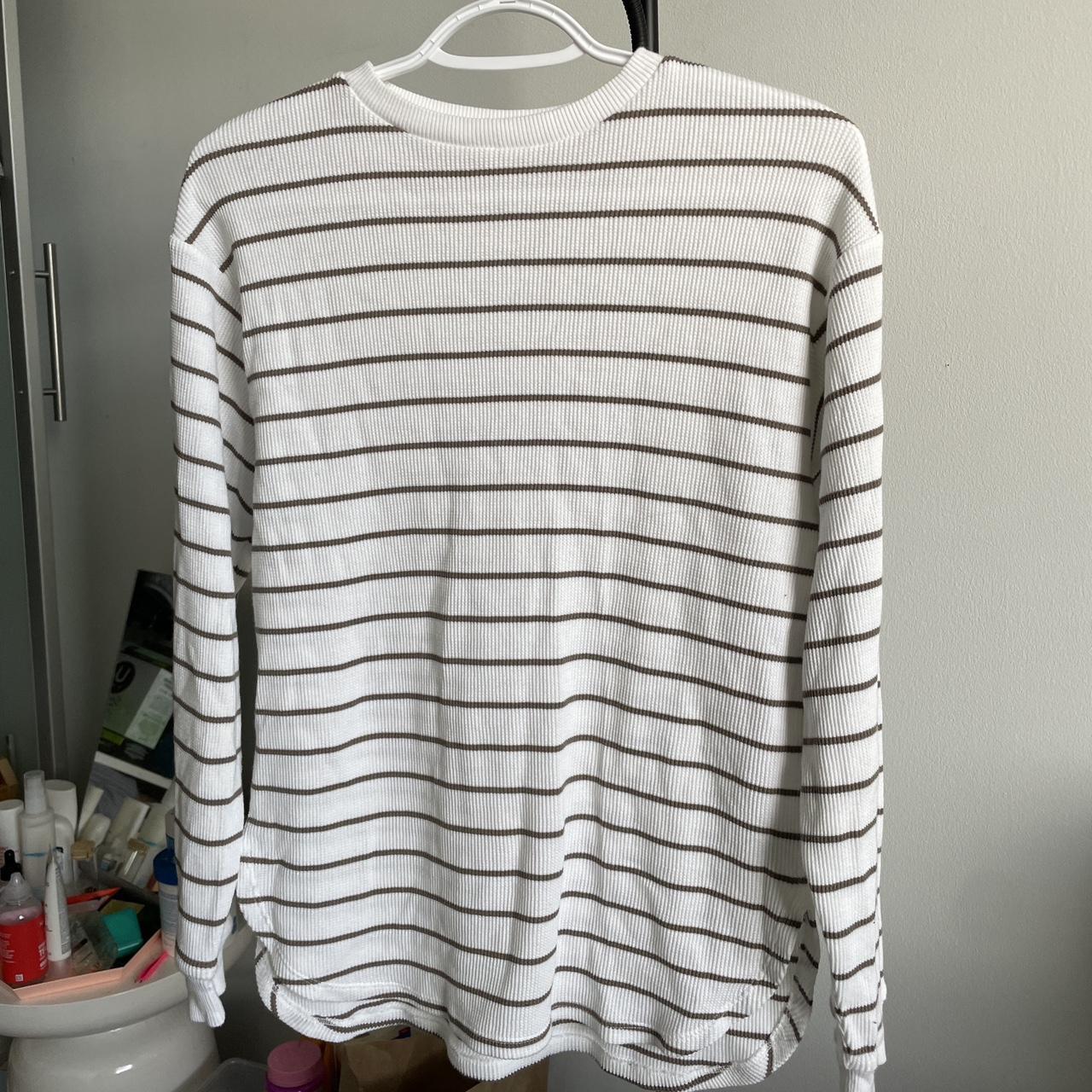 Muji Women's Brown and White Shirt | Depop