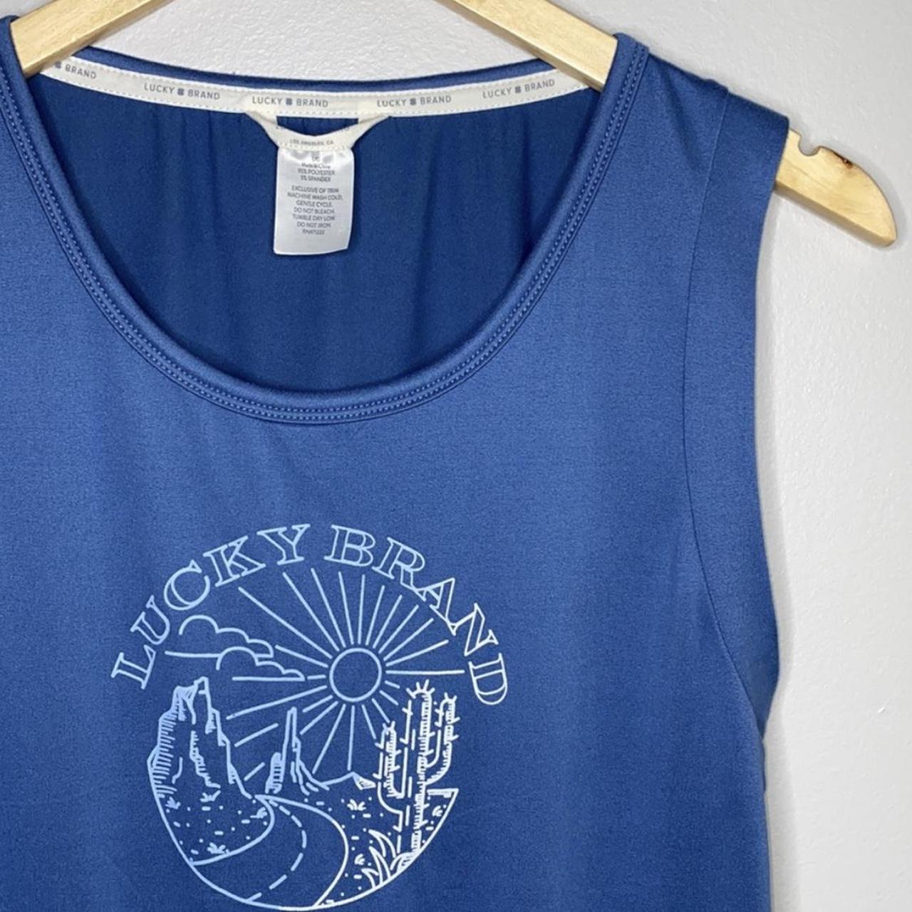 Blue lucky brand tank top. Sleeveless. In good - Depop