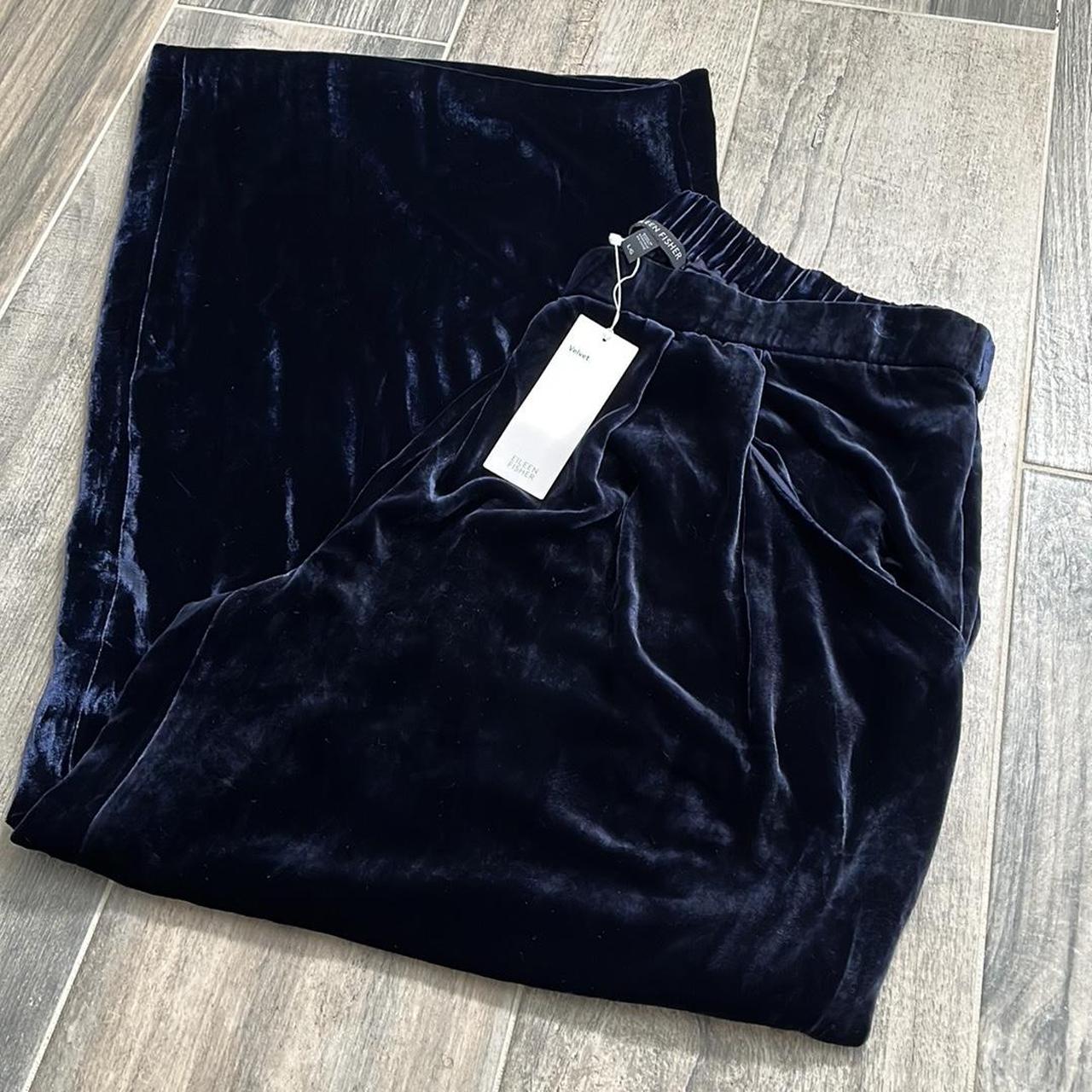 Eileen Fisher Midnight Wide Leg Velvet Silk Pants in... - Depop