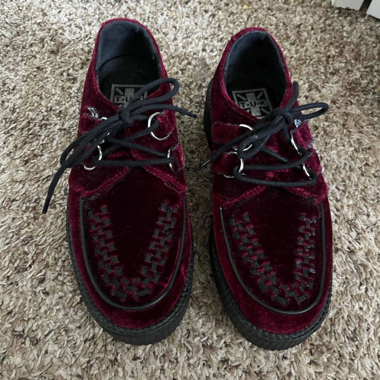 TUK burgundy velvet creepers. Excellent lightly worn... Depop