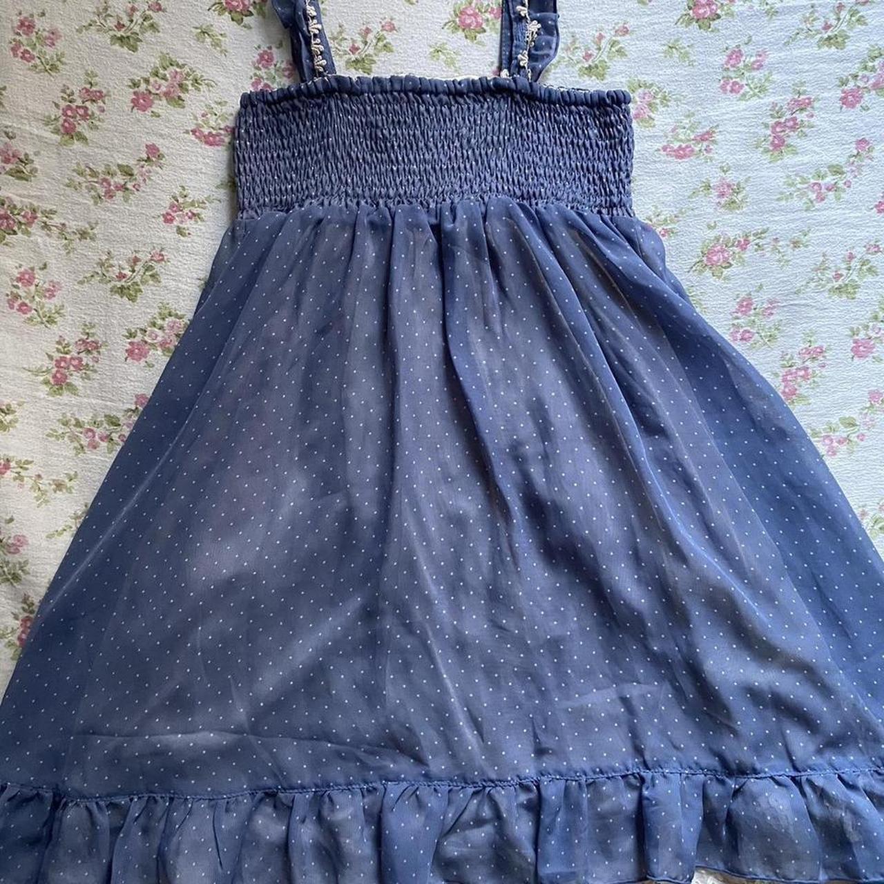 japanese brand axes femme blue and cream polka dot... Depop