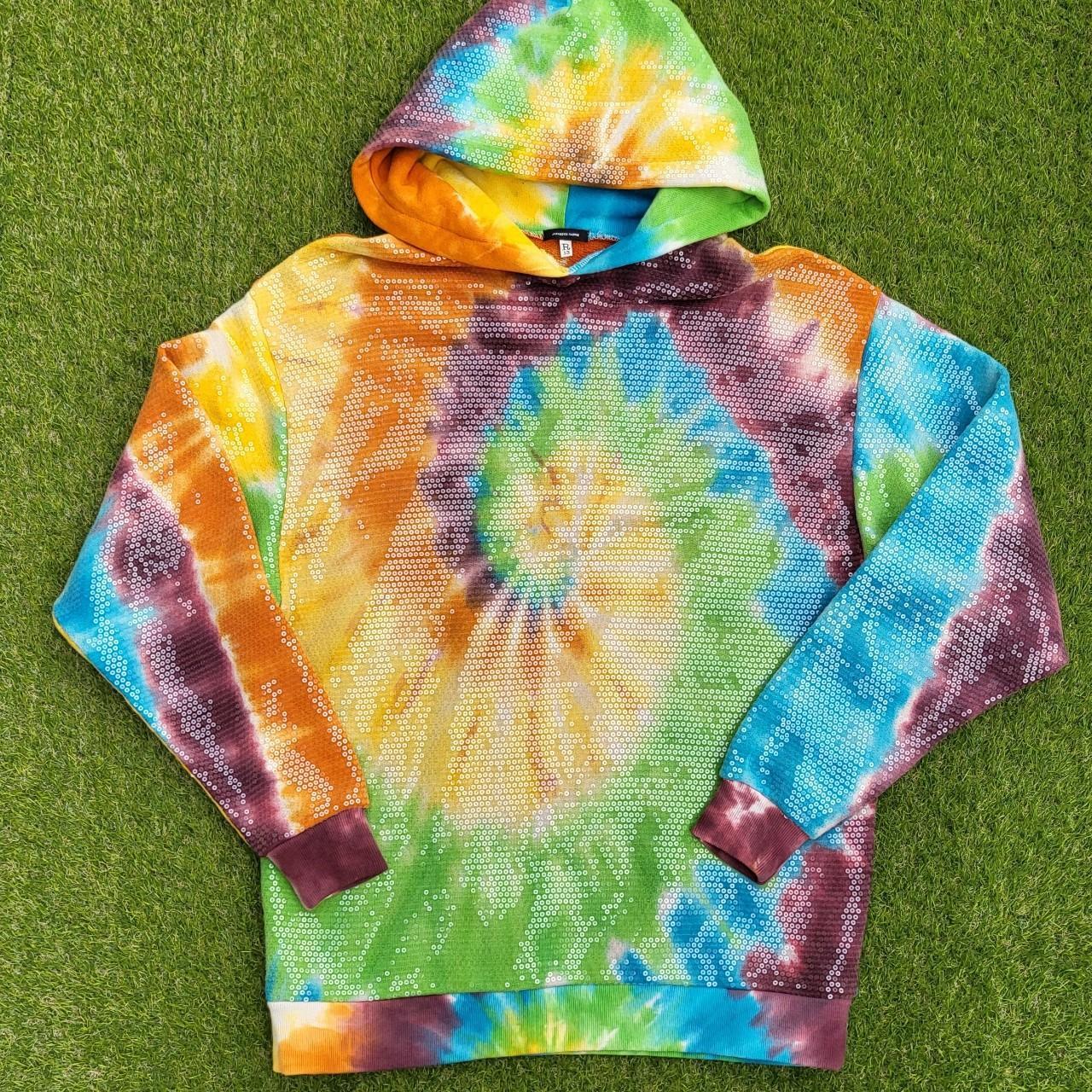 R13 sequined tie dye rainbow hoodie Made with. Depop