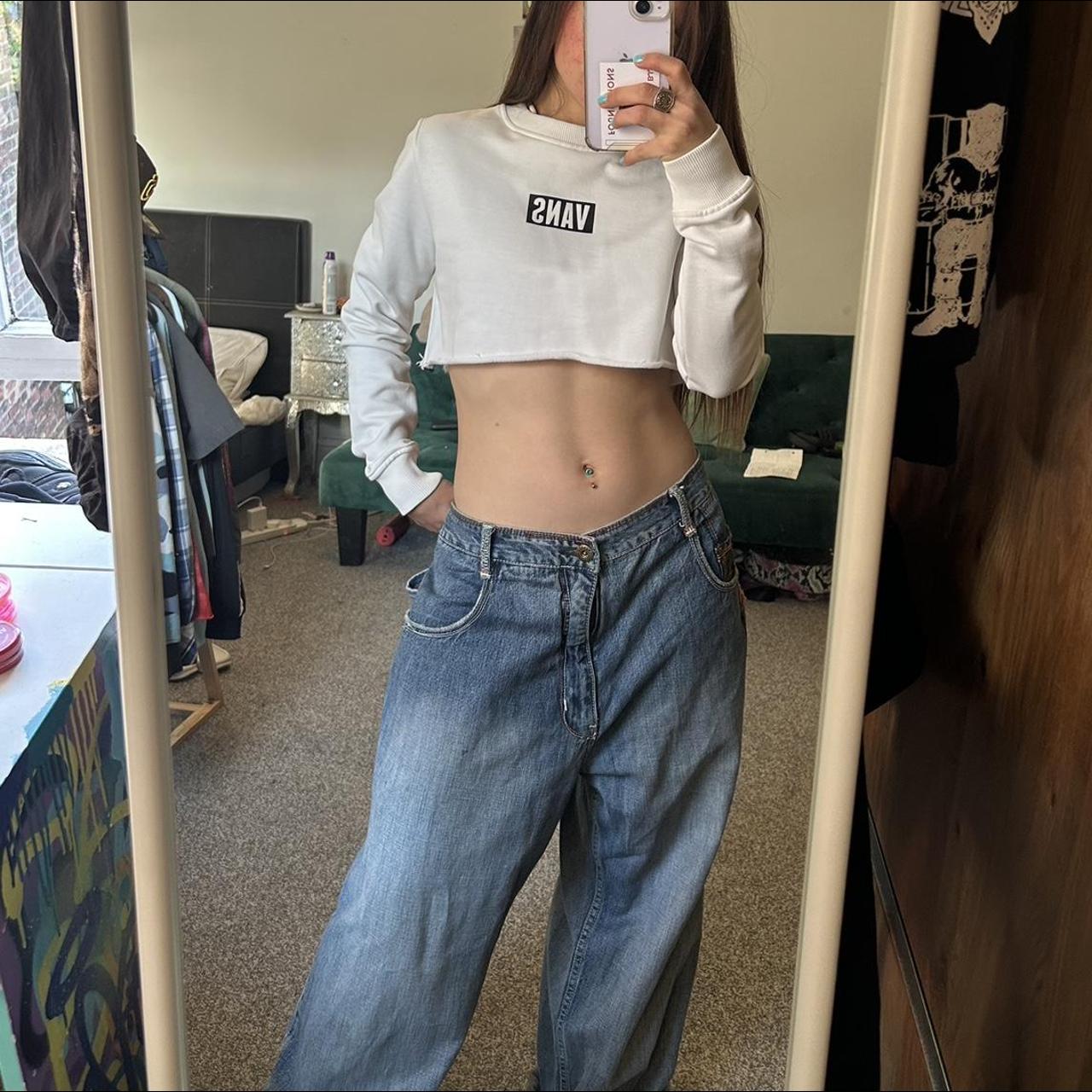 White cropped Vans sweater Perfect condition Fits... - Depop