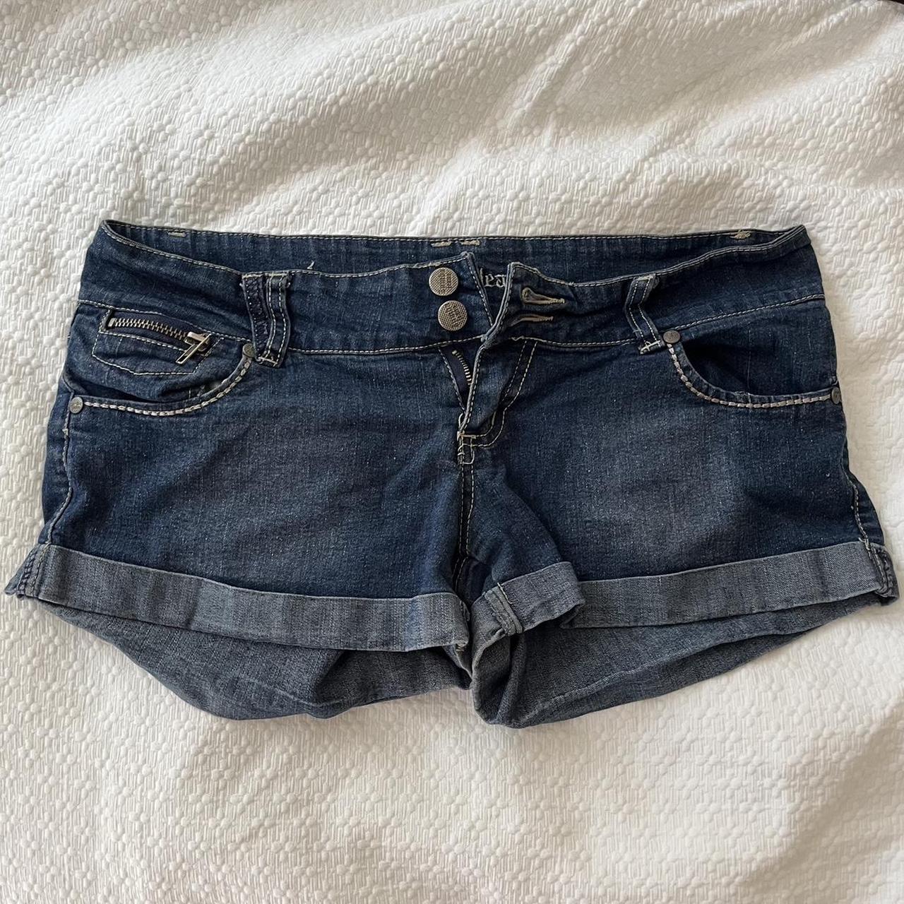 zumba jeans short shorts dark wash blue denim jeans... - Depop