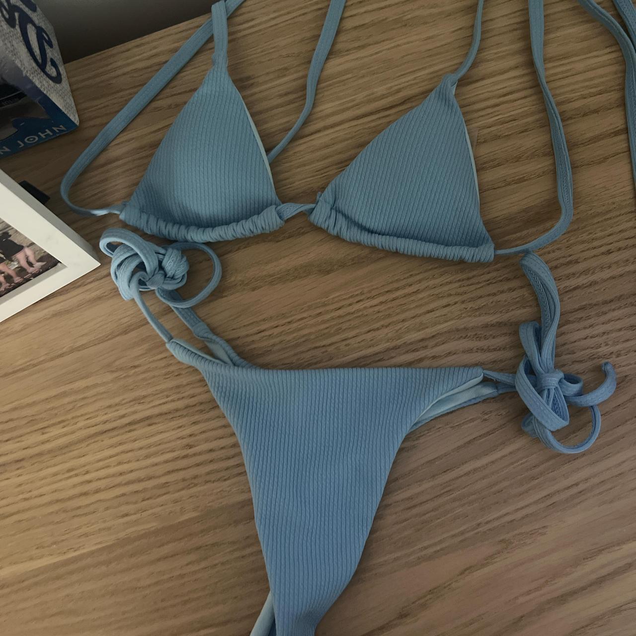 Baby blue thong shein bikini size small - Depop