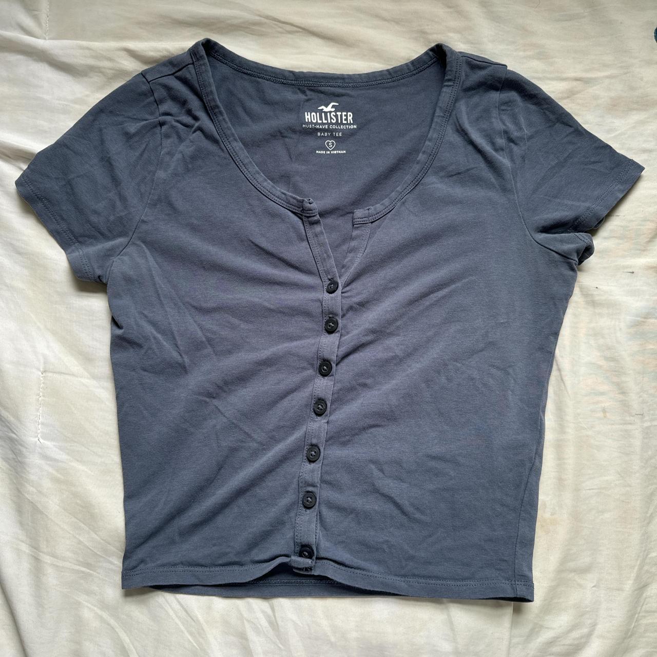 size small hollister navy blue button down baby Depop