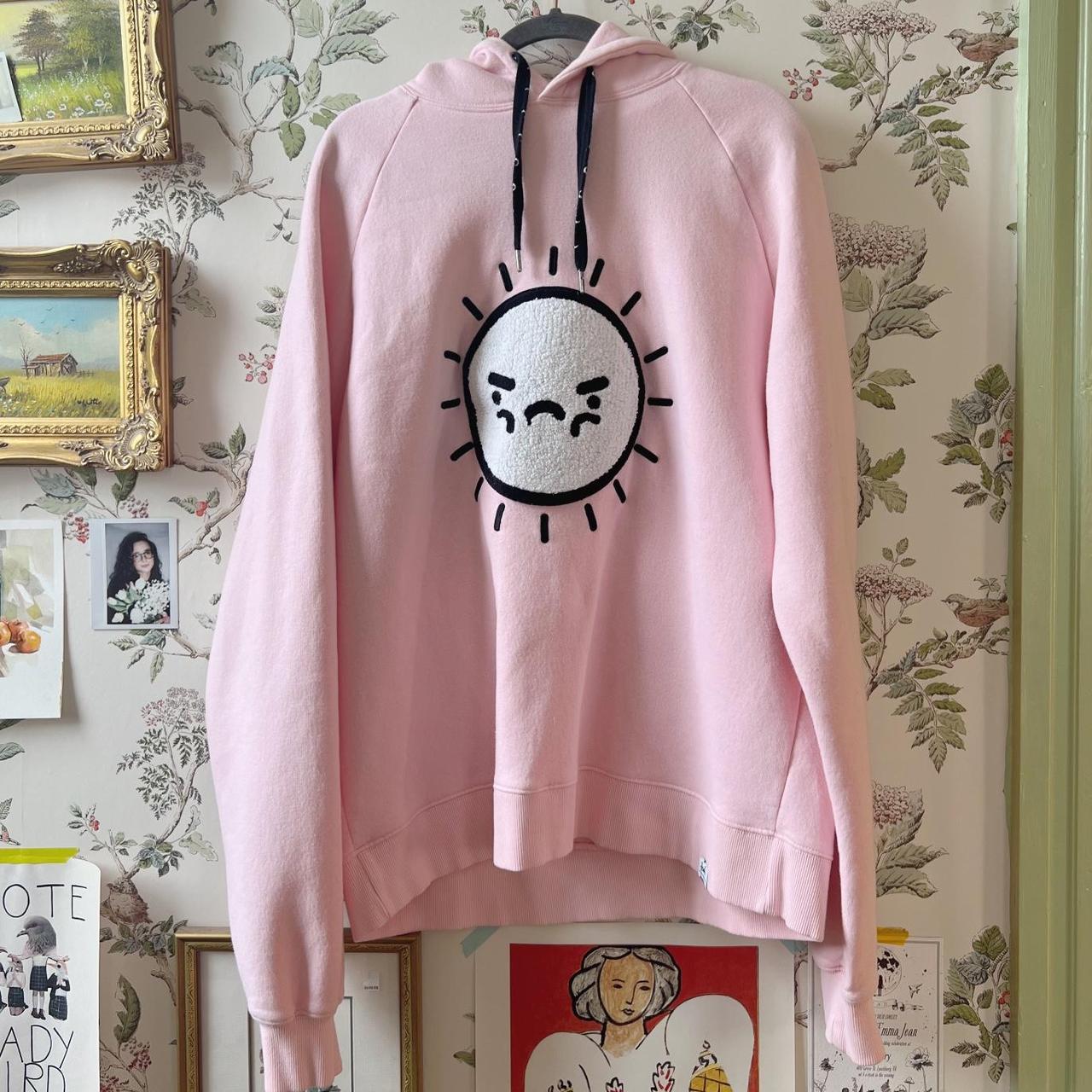 TSUKI 'Why store Are You Sad' Pewdiepie Hoodie Frown Face Anime Pink Size Small