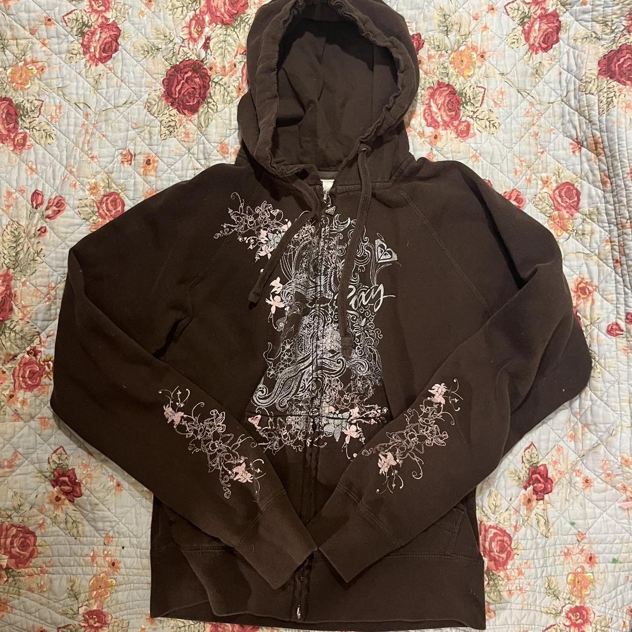 2000s floral butterfly zip hoodie #y2k #2000s - Depop