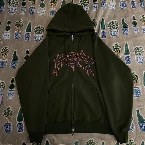 punkandyo zip hoodie - green/orange size... - Depop