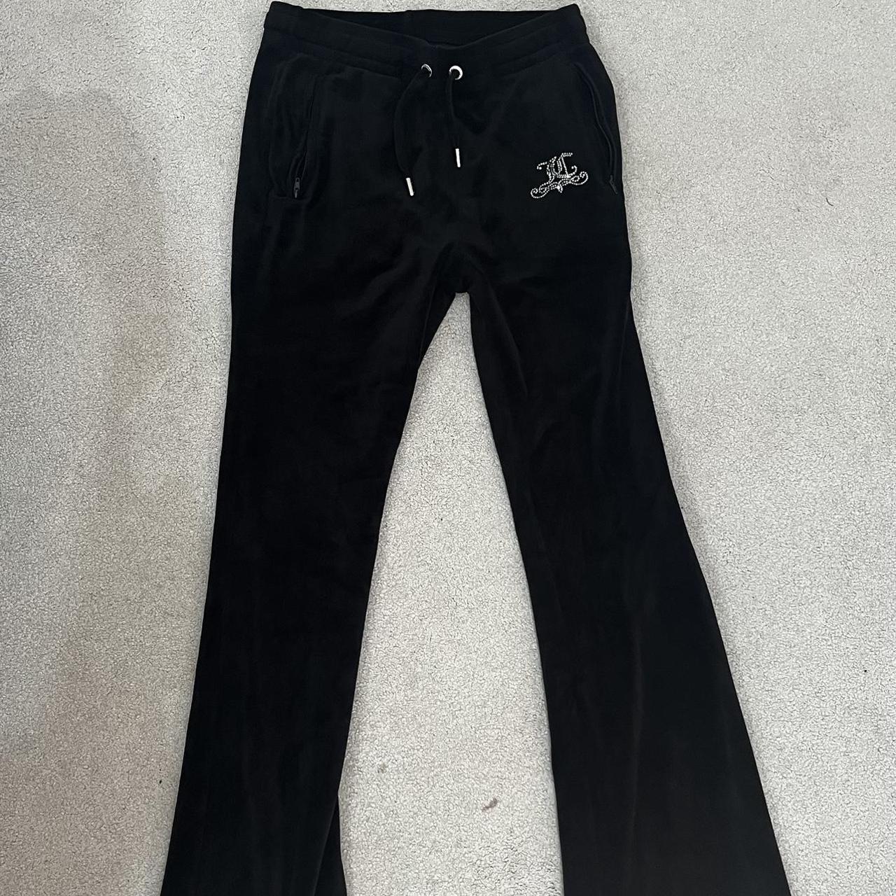 - Juicy Couture Black low - rise velour track... - Depop