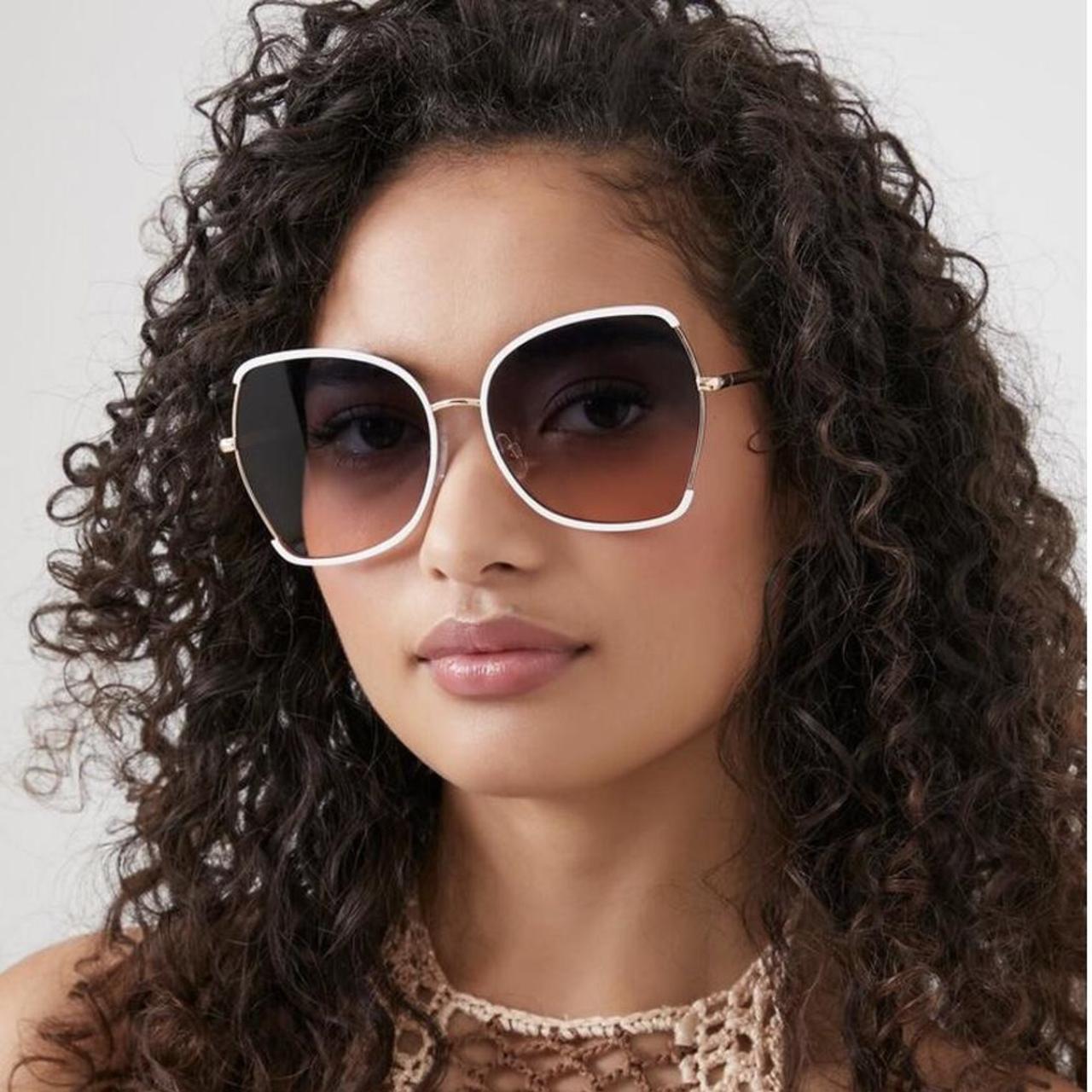 Brand New, White/Metal Frame Sunnies Depop