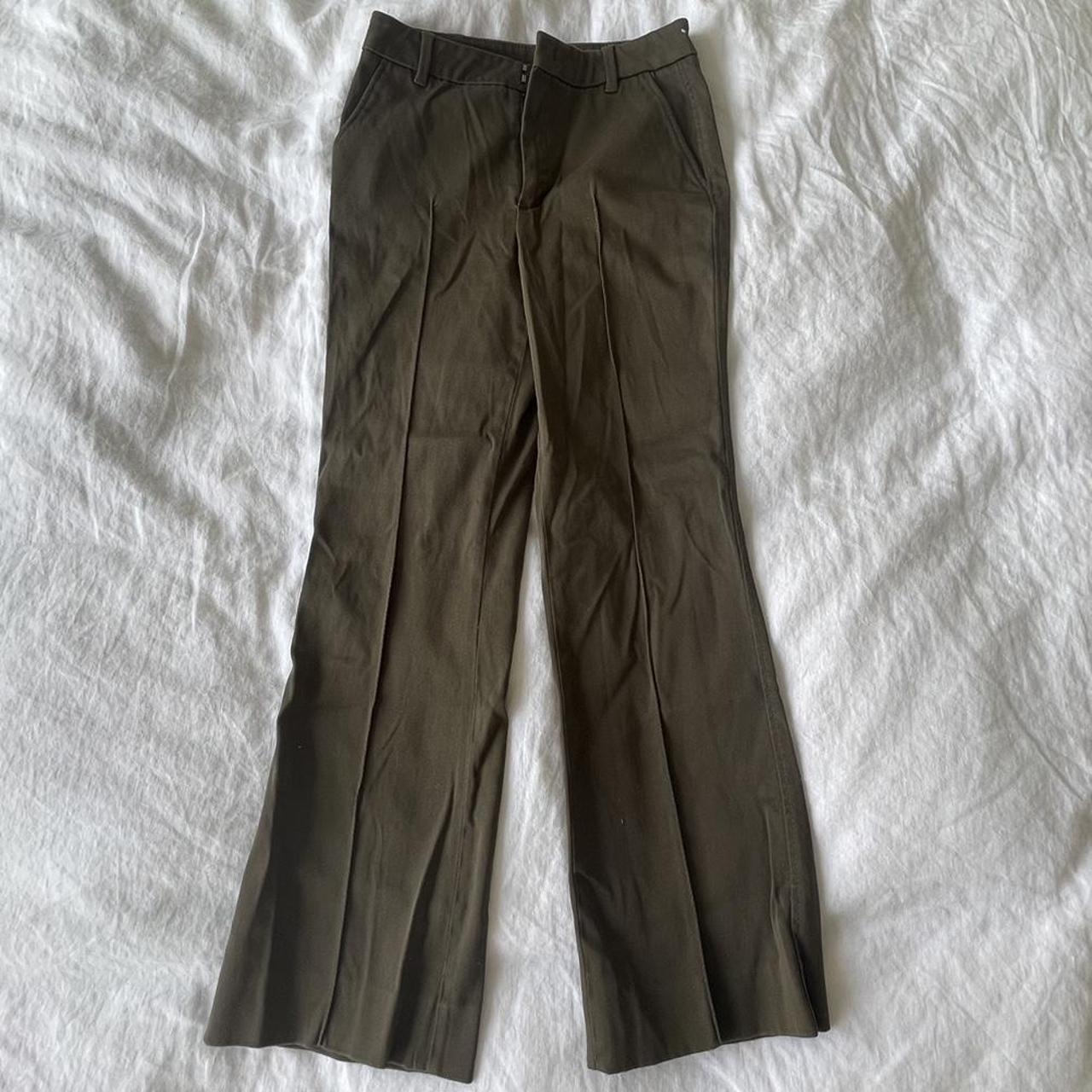 Army green flare pants low rise Size 2 Depop