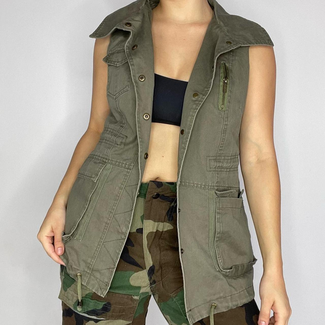 Women's Khaki Gilet Depop