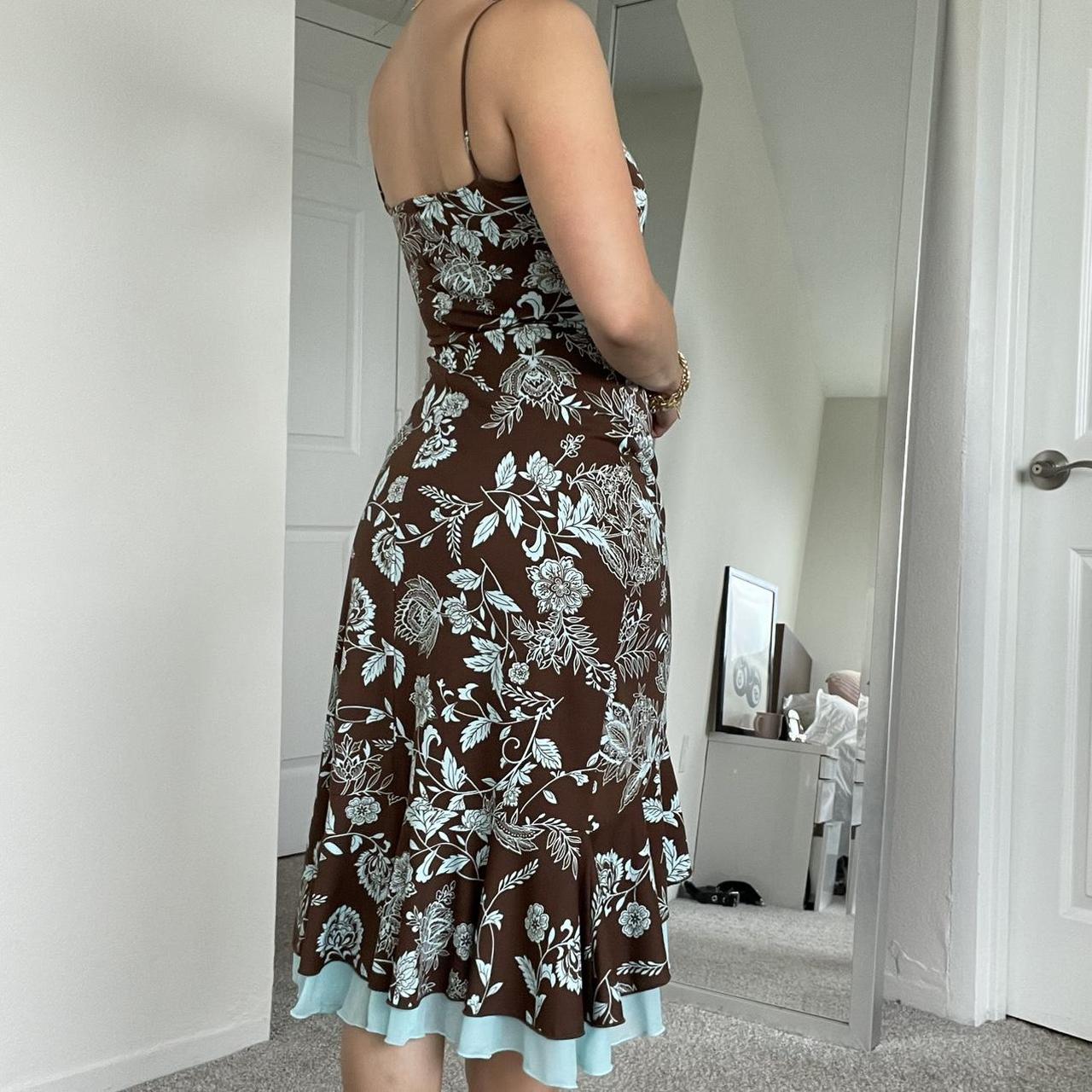 Women's Blue and Brown Dress Depop