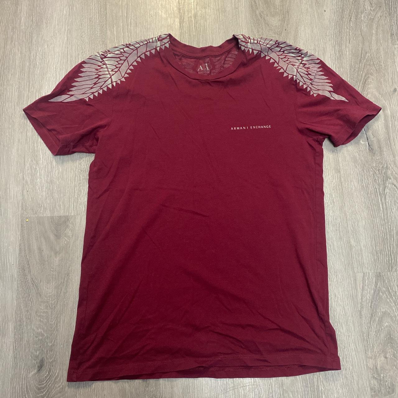 Armani burgundy tee never been worn Size Medium Depop