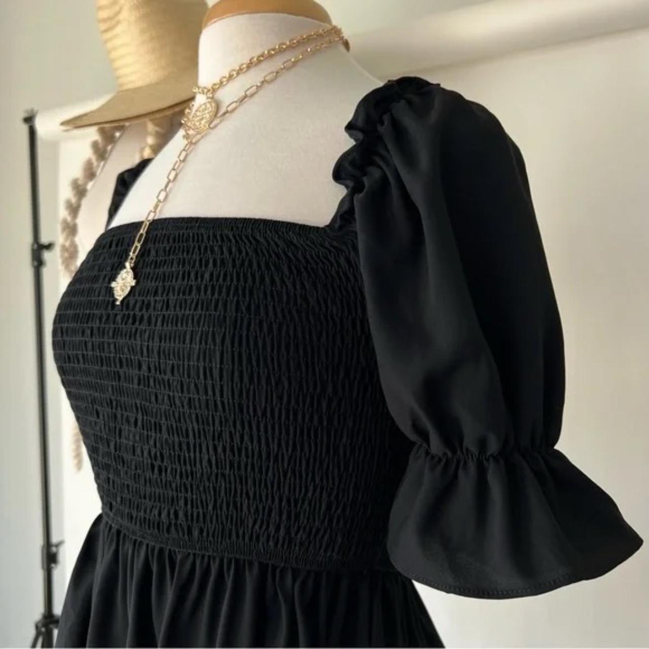 SQUARE NECK BLACK MINI DRESS Super cute black dress... - Depop