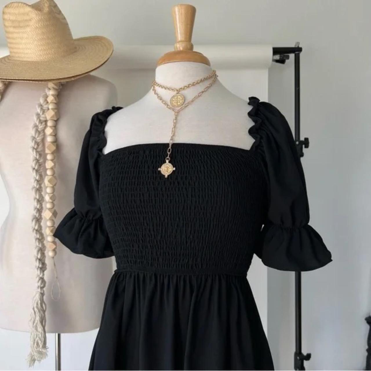 SQUARE NECK BLACK MINI DRESS Super cute black dress... - Depop