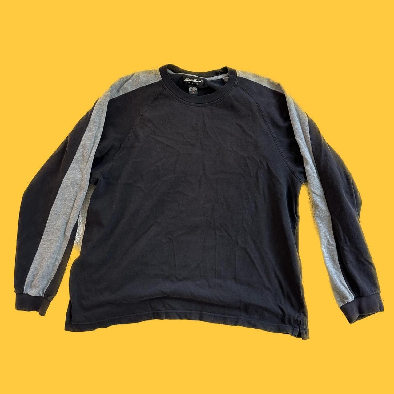 Eddie Bauer Men's Black and Grey Tshirt Depop