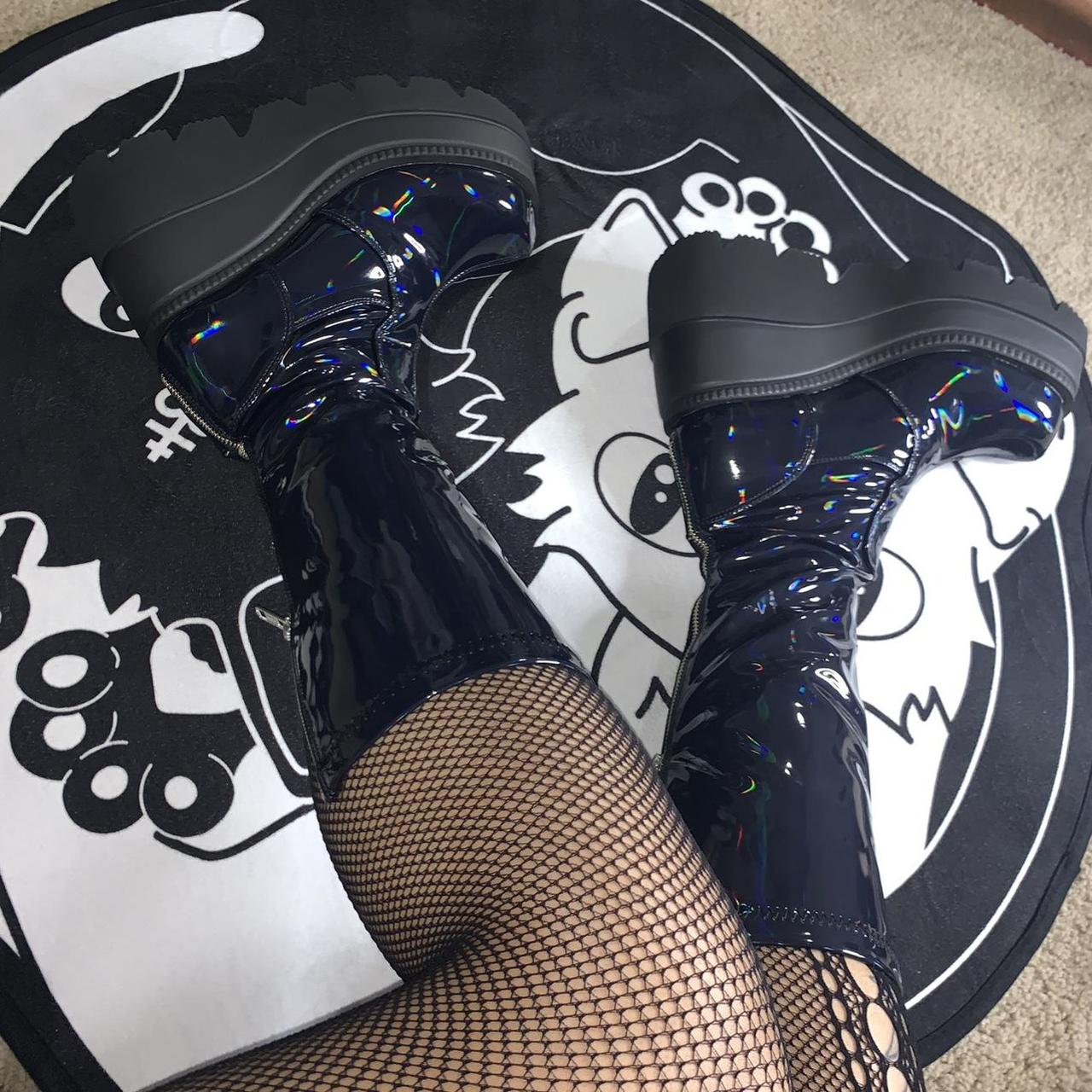 Demonia Platform Boots Midcalf Shaker65 (Black... Depop