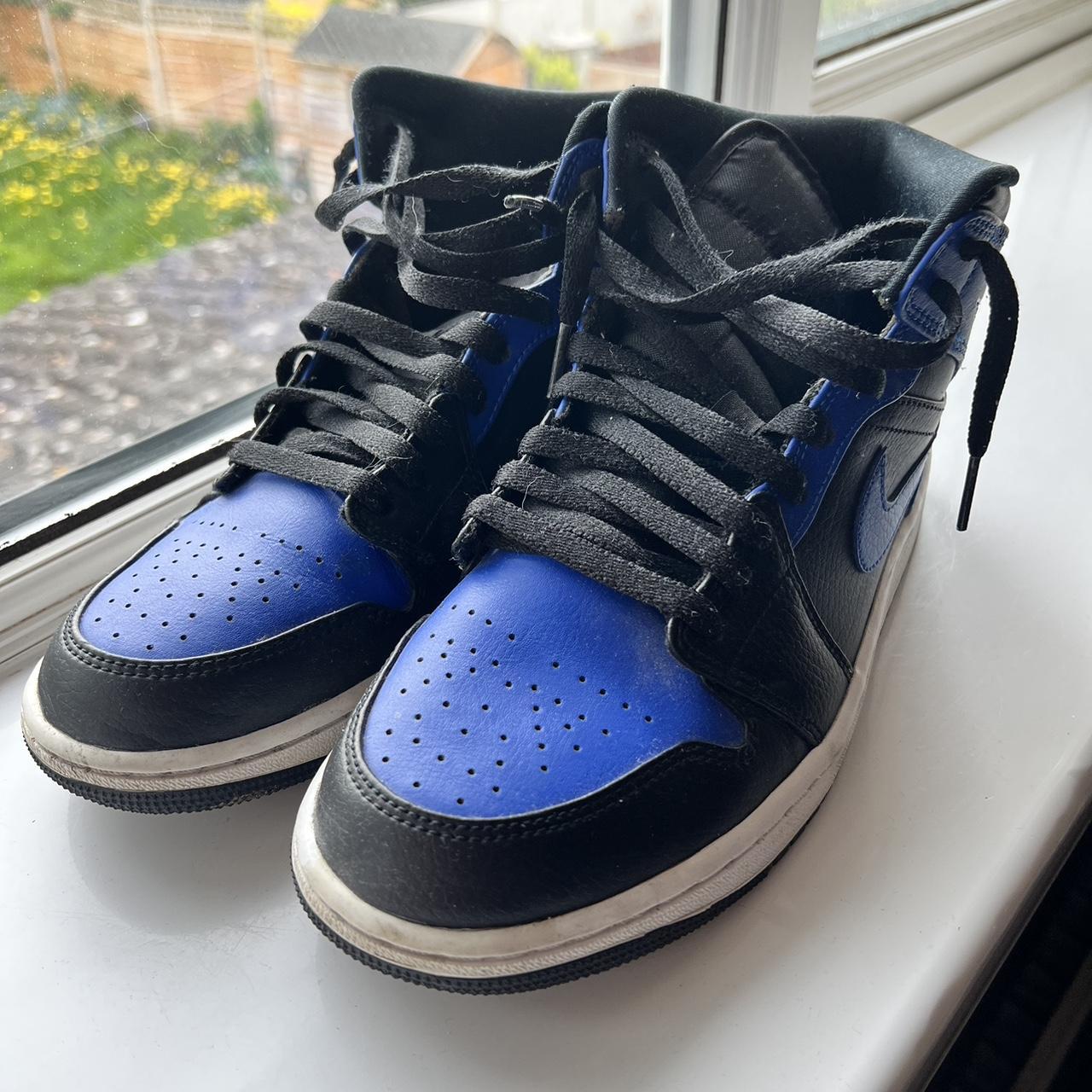 Jordan 1 Mid Blue/black - Depop