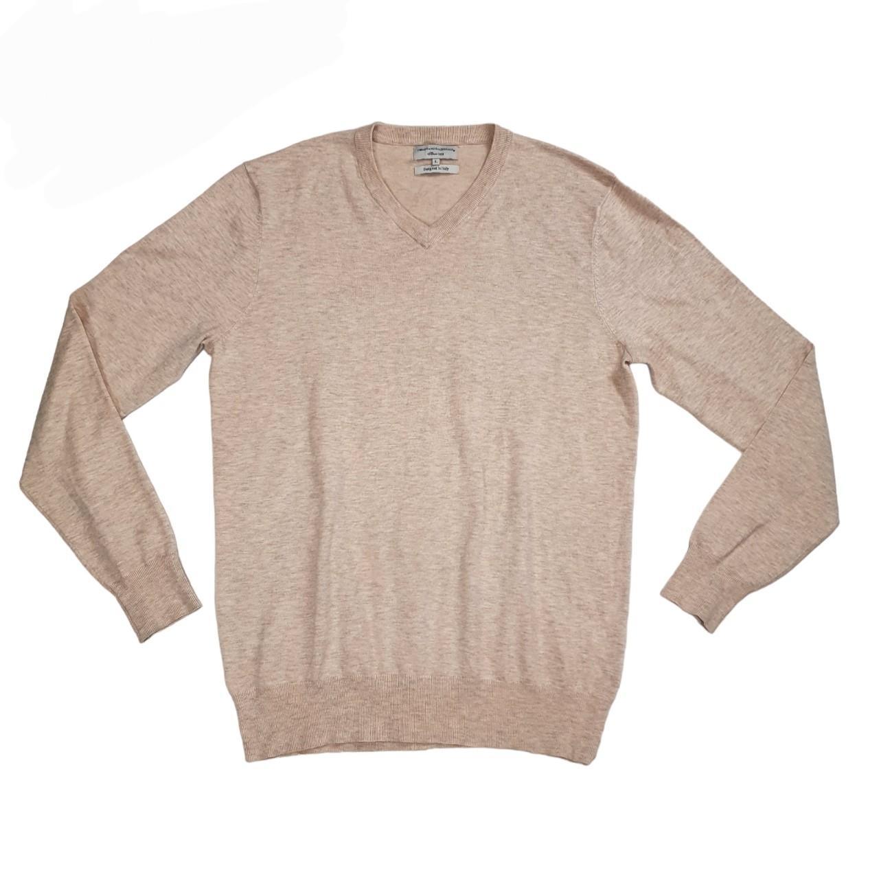 Mens cream v outlet neck jumper