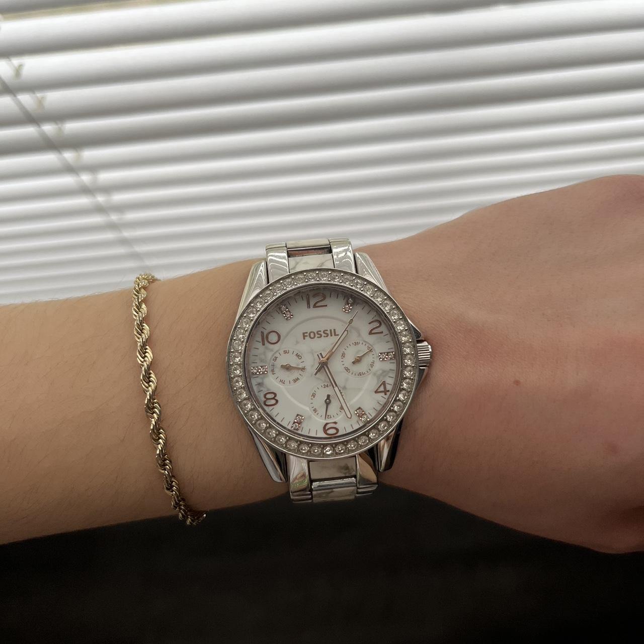 Fossil riley outlet silver