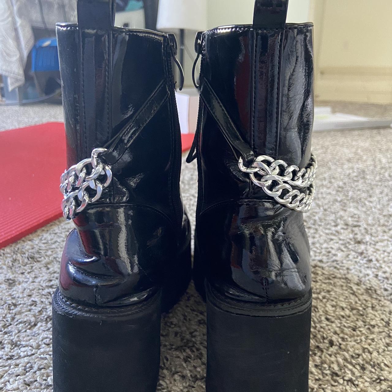 combs platform combat boot black
