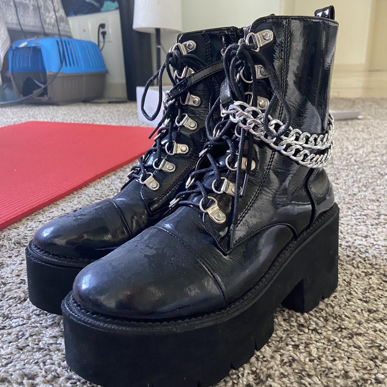 combs platform combat boot black