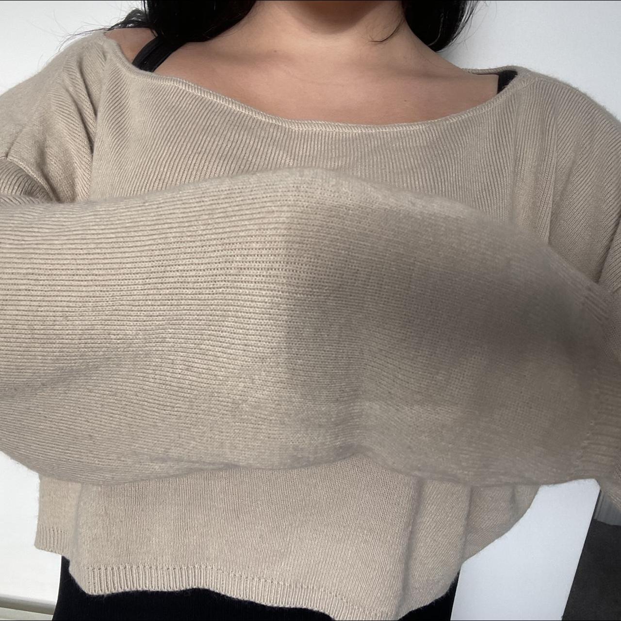 Nasty gal off the shoulder cropped knitted jumper in... Depop