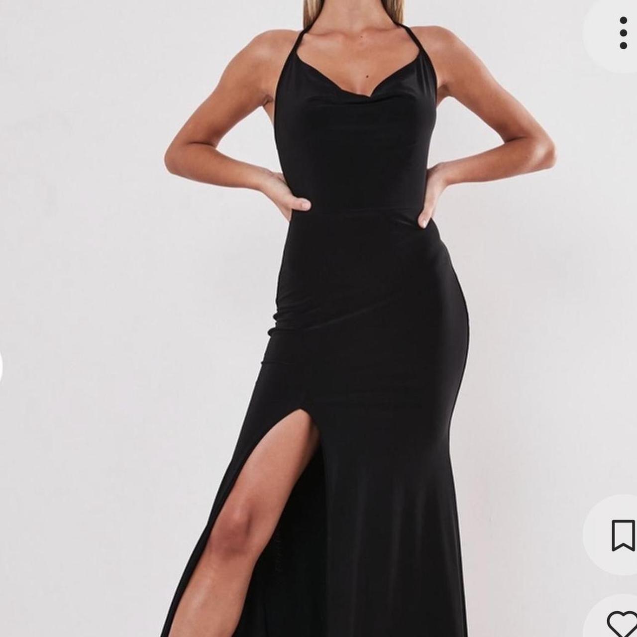 Missguided slinky cowl neck split detail maxi dress