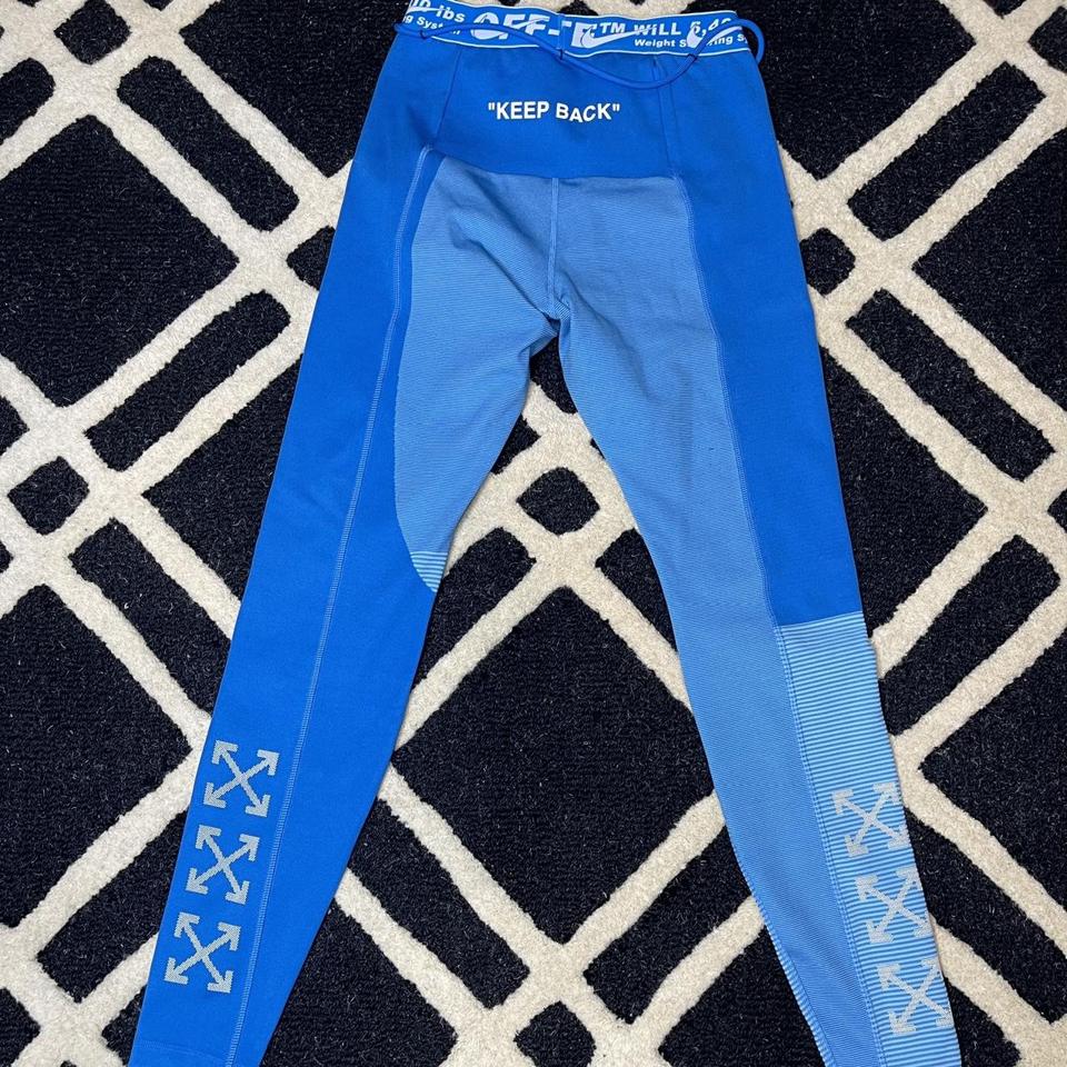 Off White x Nike Women s Blue Easy Run Tight size Depop