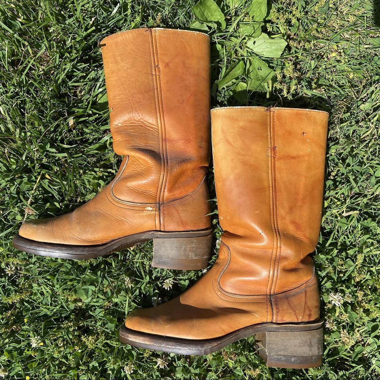 American Vintage Women's Brown and Tan Boots Depop