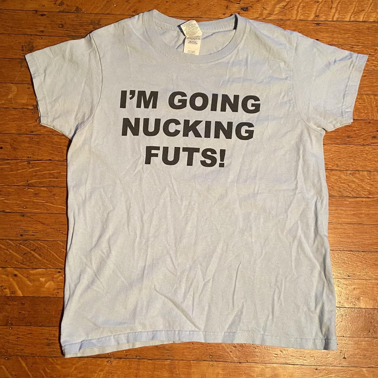 Light blue baby tee. Very silly funny graphic heheh.... - Depop