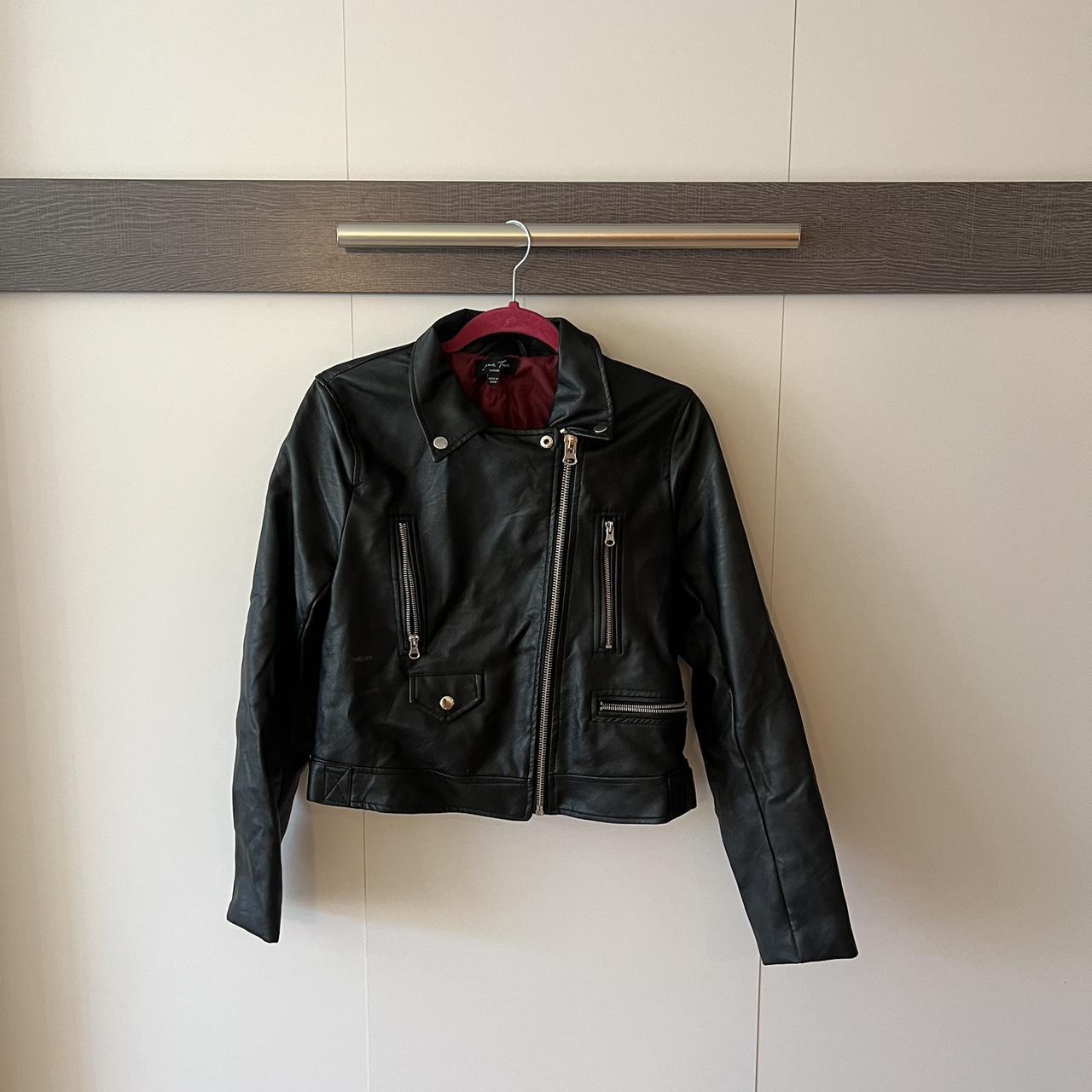 Faux Leather Jacket, with red lining. Worn once. Depop