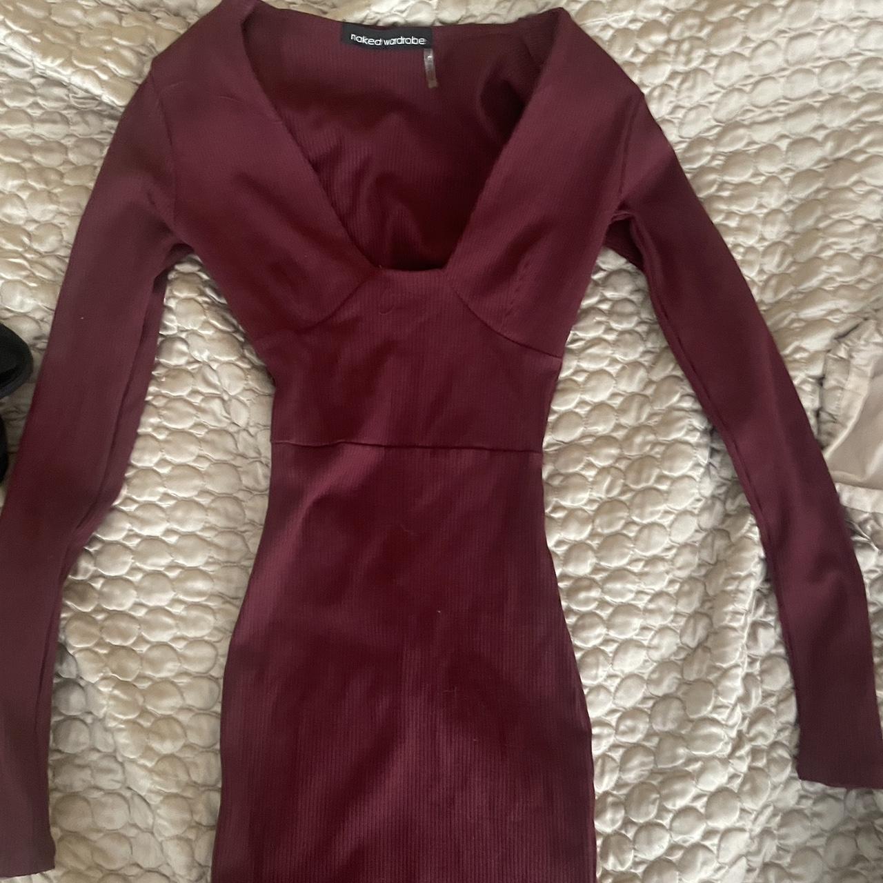 Naked Wardrobe Burgundy Body Con Dress Original Depop