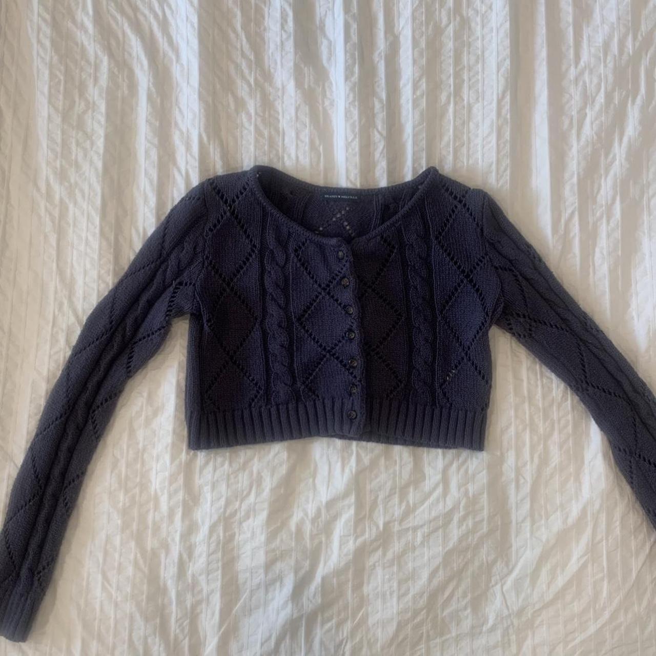 blueish purple brandy knit sweater one size... - Depop