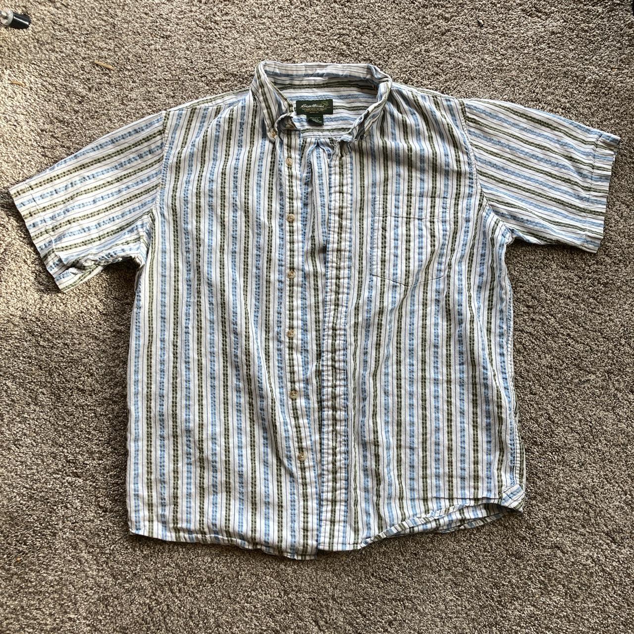 medium men’s eddie bauer button up t-shirt - Depop