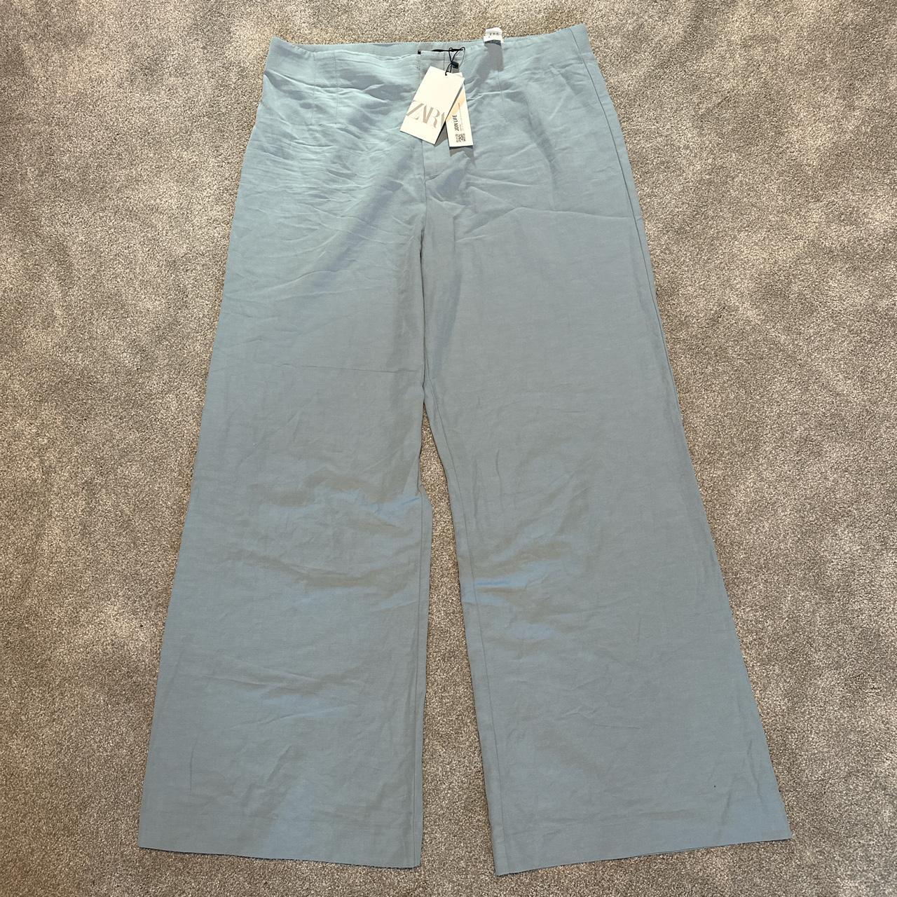 Zara Light Blue Straight Leg Pants , Color: Light