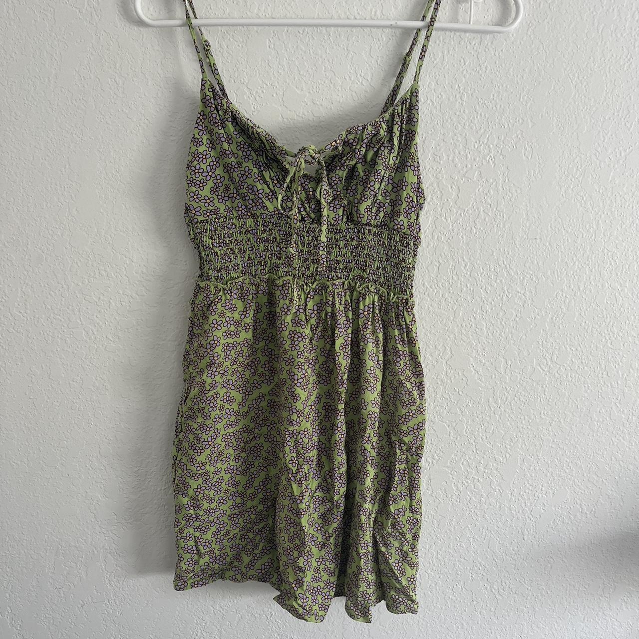 really cute green and purple flower dress brand new... - Depop