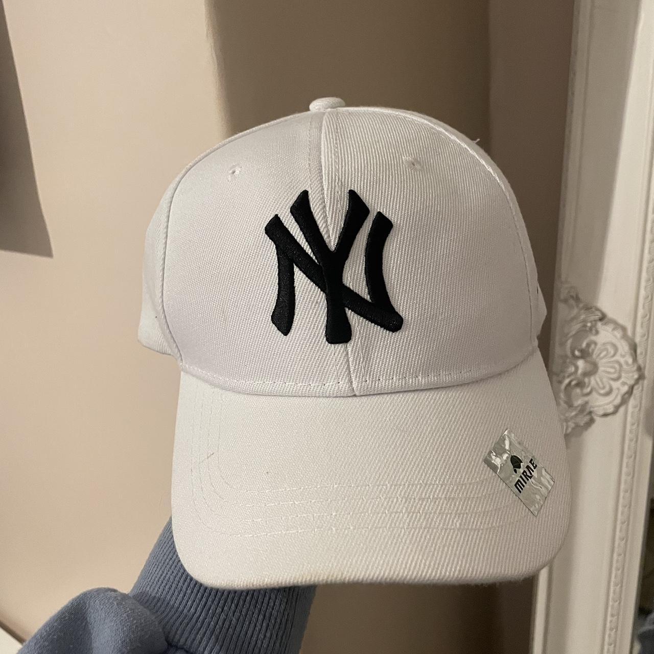 New era cap Black and white cap White new era cap - Depop