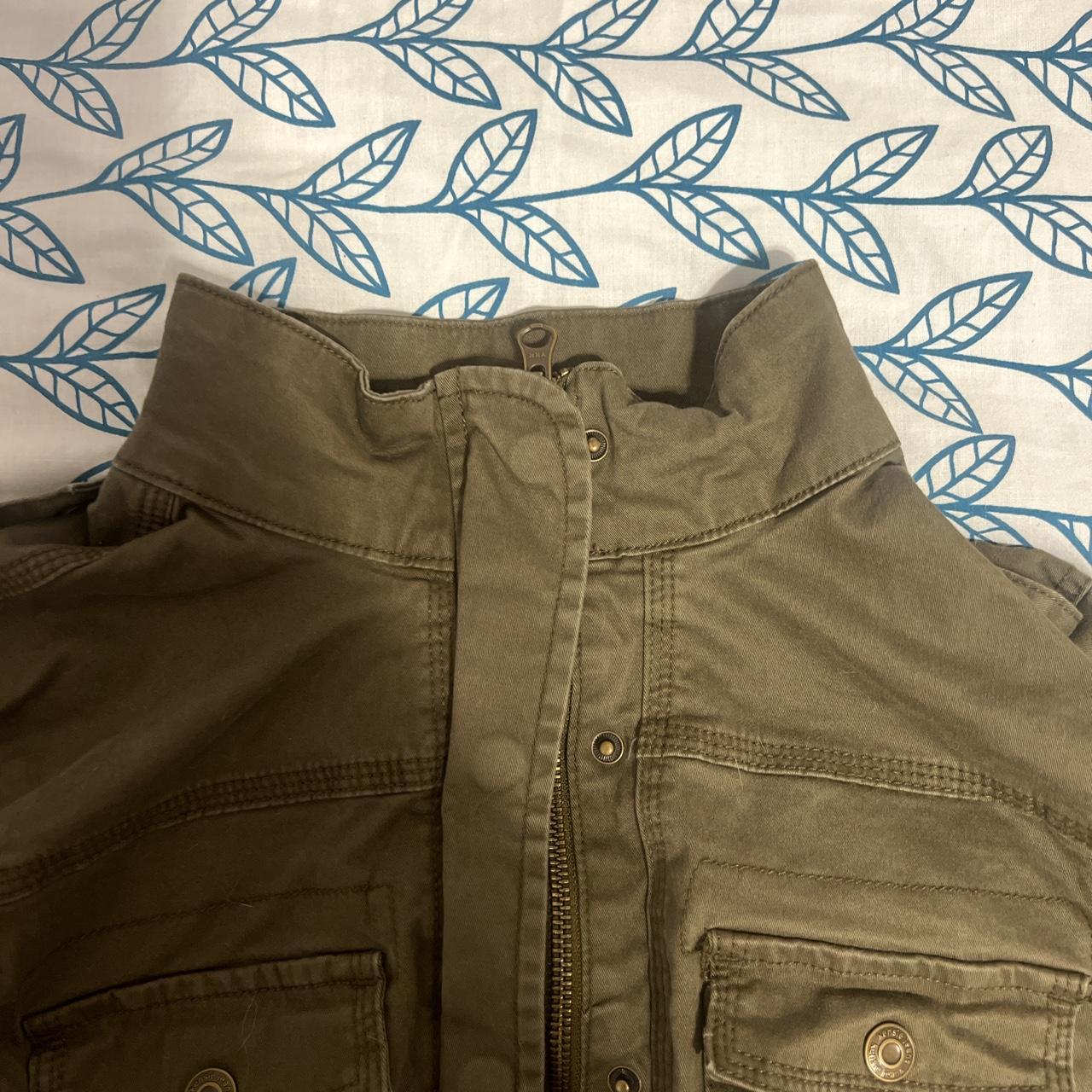 Army green jacket with buttons and zippers no... Depop