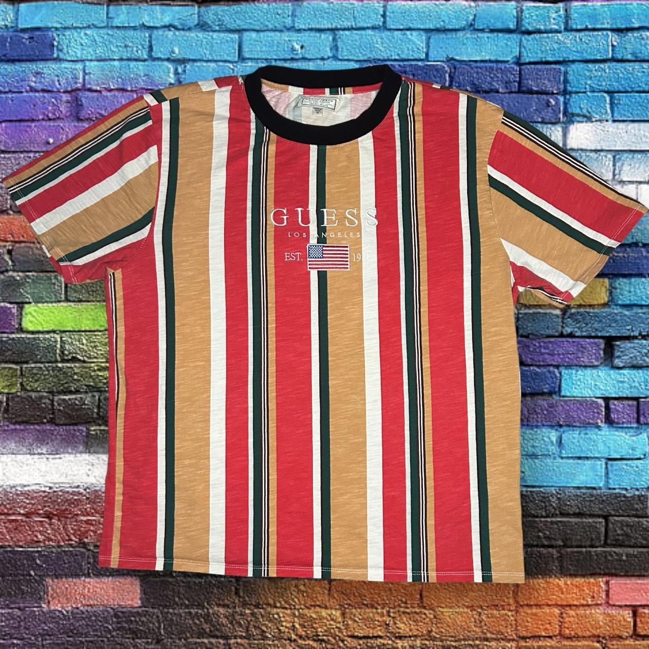 Guess mens outlet striped tee