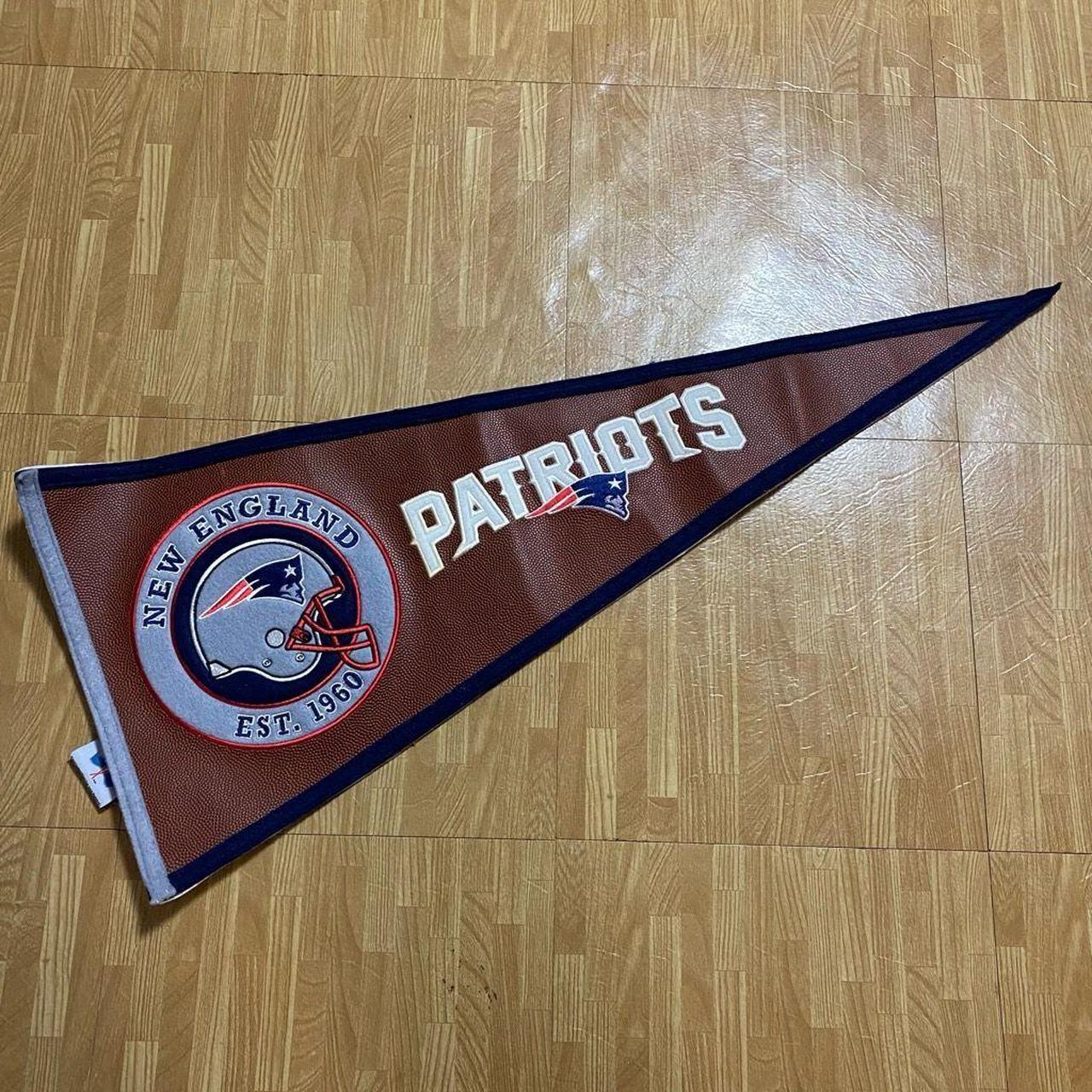 New England Patriots NFL Helmet Pennant Brown Leather - Depop