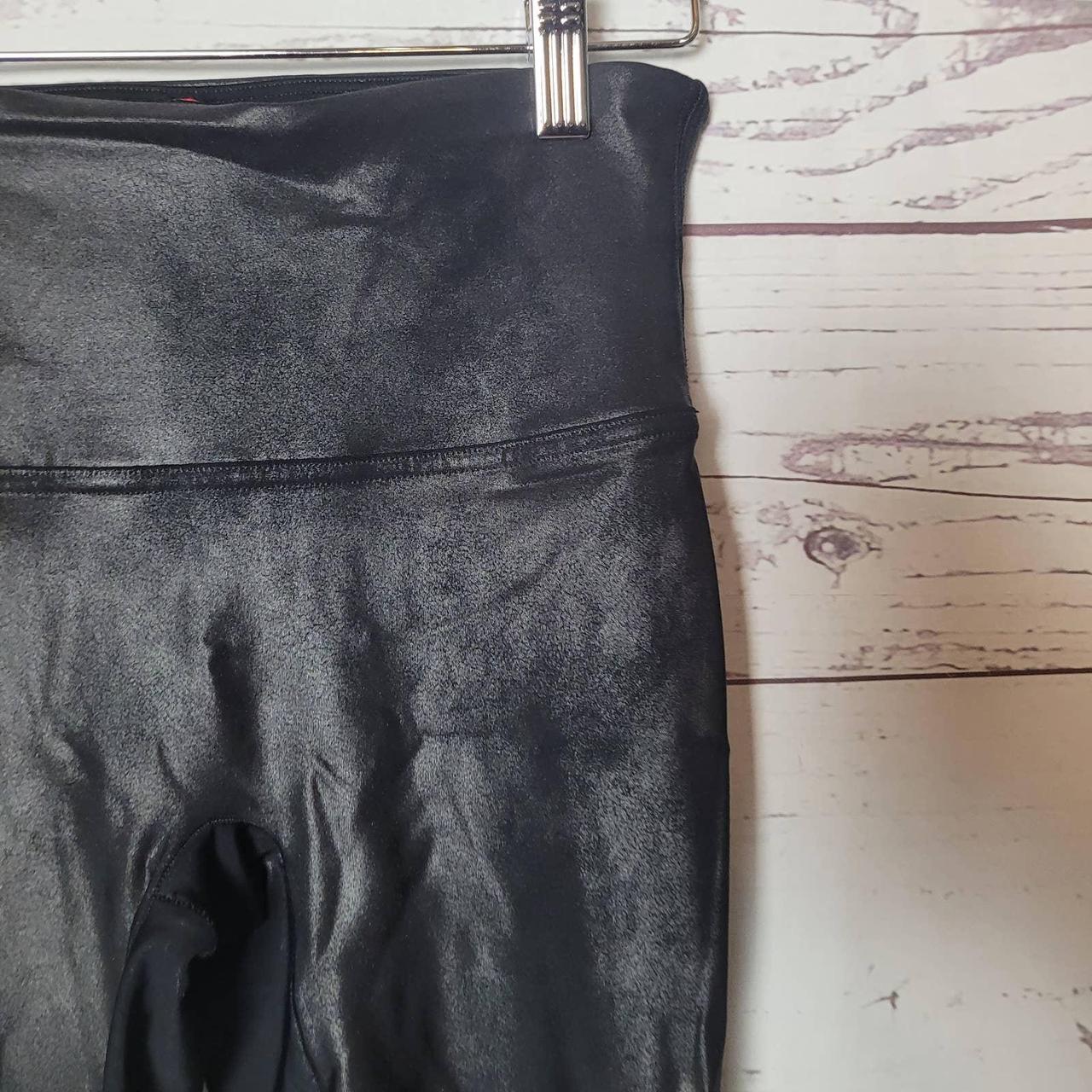 SPANX Black Faux Leather Leggings. Mid rise. - Depop