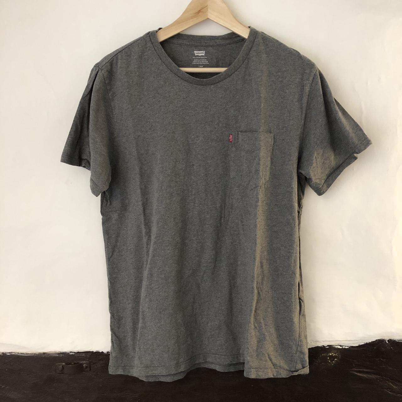 Levis Grey Plain Pocket Tee Size medium in good... - Depop