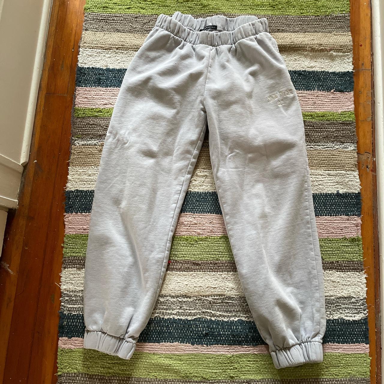 Brandy Melville Women's Blue and White Joggerstracksuits Depop