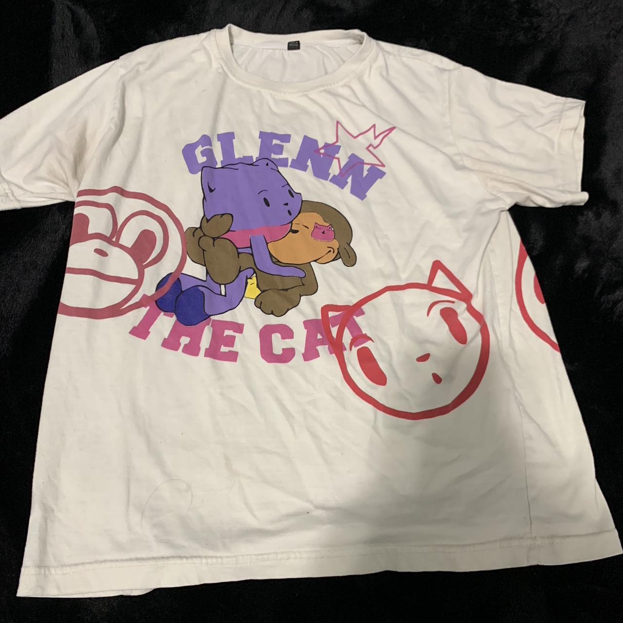 Bape Men's Cream And Purple T-shirt 