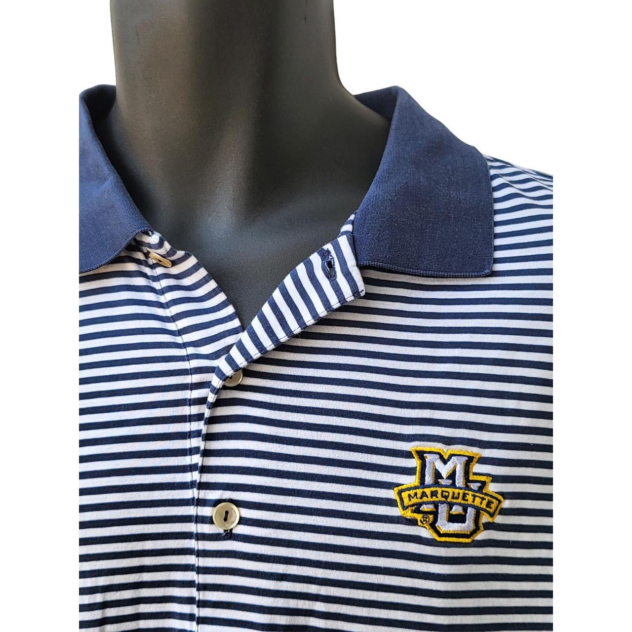 NCAA Peter Millar Polo Men Sz L Striped Blue White... - Depop